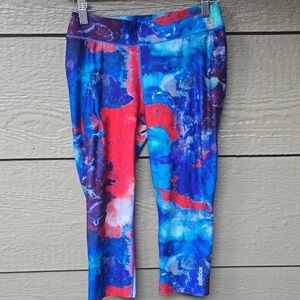 reebok compression leggings capri red white blue S